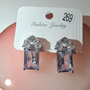 Cubic Zirconia White Gold Plated Elegant Earrings